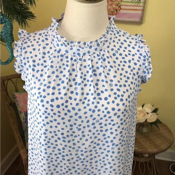 Lilly Pulitzer NWT Cambria Top Zanzibar Blue Lillys Dot Inverse $118 Size XXS - Picture 6 of 13